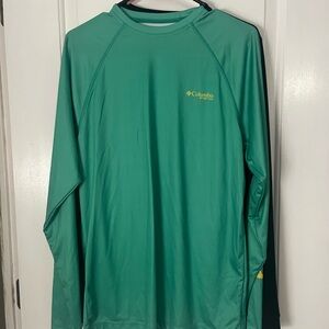 NWOT Men’s PFG Columbia Green and Yellow Long Sleeve Omni Tee